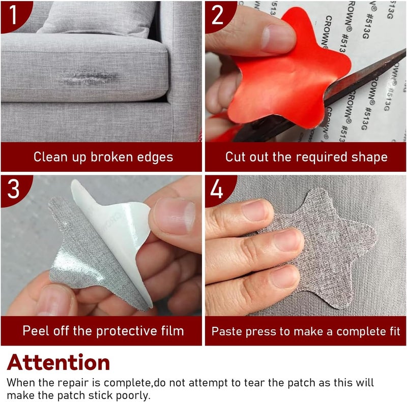 EMORBALS 2Pcs 8 * 11Inch Couch Patches Repair Fabric, Self-Adhesive Couch Repair Patch with Strong Glue, Repair Patch for Sofa, Tote Bags, Car Seats, Furniture,Etc（Beige - Image 4